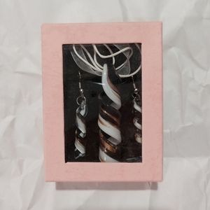 glass necklace and earrings set
